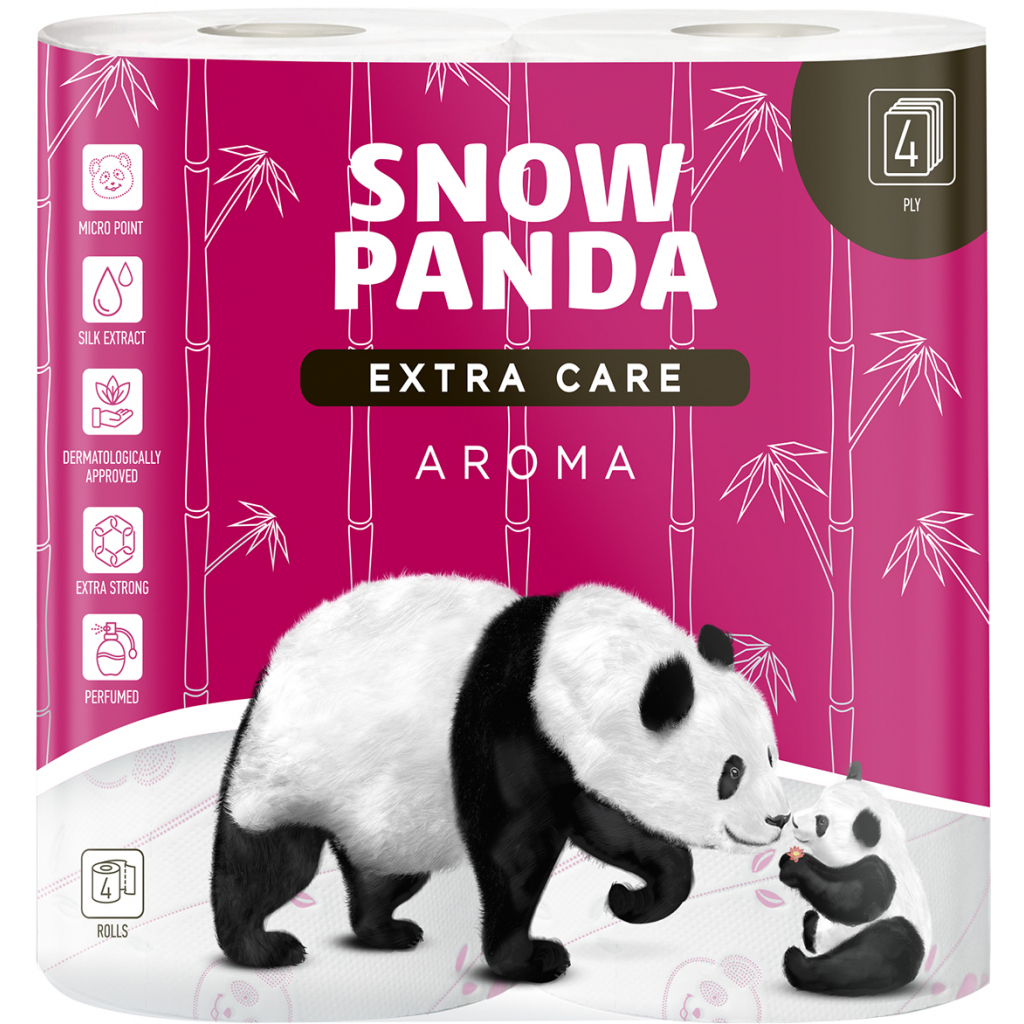 Туалетний папір Сніжна Панда Extra Care Aroma 4 шари 4 рулони (4820183970640) - зображення 1