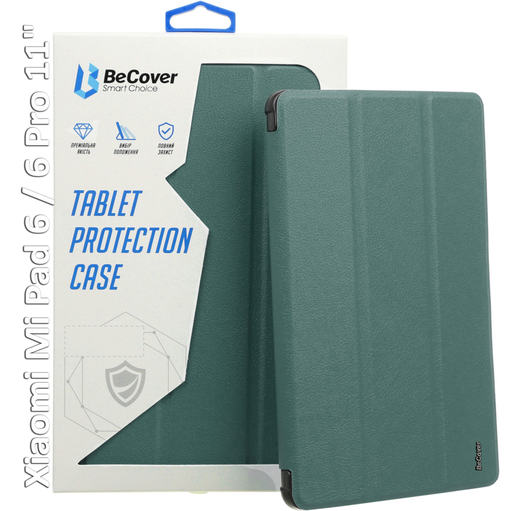 Чохол до планшета BeCover Tri Fold Soft TPU Silicone Xiaomi Mi Pad 6 / 6 Pro 11" Dark Green (709670) - зображення 1
