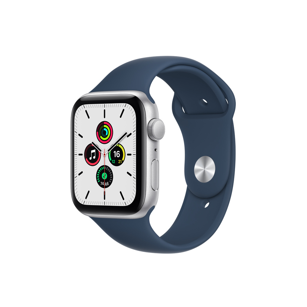 Смарт-годинник Apple Watch SE GPS, 44mm Silver Aluminium Case with Abyss Blue Sport Band (MKQ43UL/A) - зображення 1