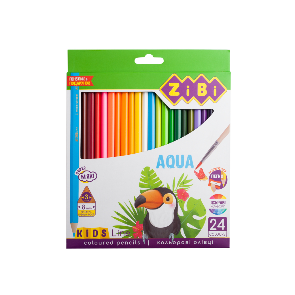Олівці кольорові ZiBi Kids line AQUA акварельні 24 шт (ZB.2476) - зображення 1