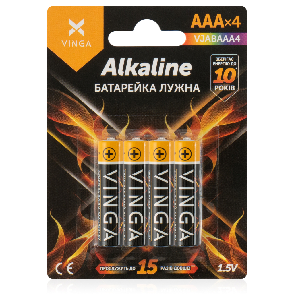 Батарейка AAA LR03 Alkaline 4pcs Blister Vinga (VJABAAA4) - зображення 1