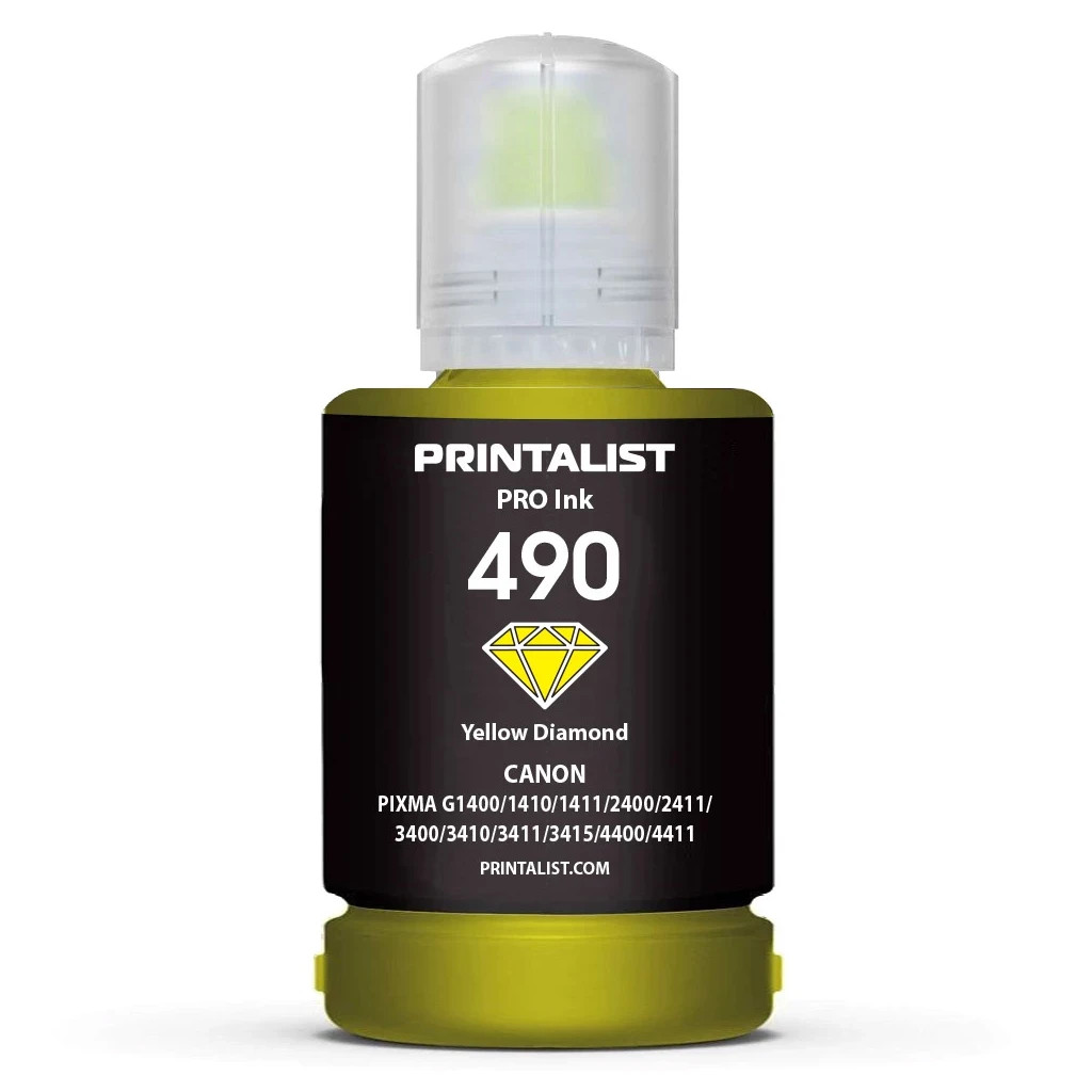 Чорнило Printalist Canon GI-490 для G1400/G2400/G3400 140г Yellow (PL490Y) - зображення 1