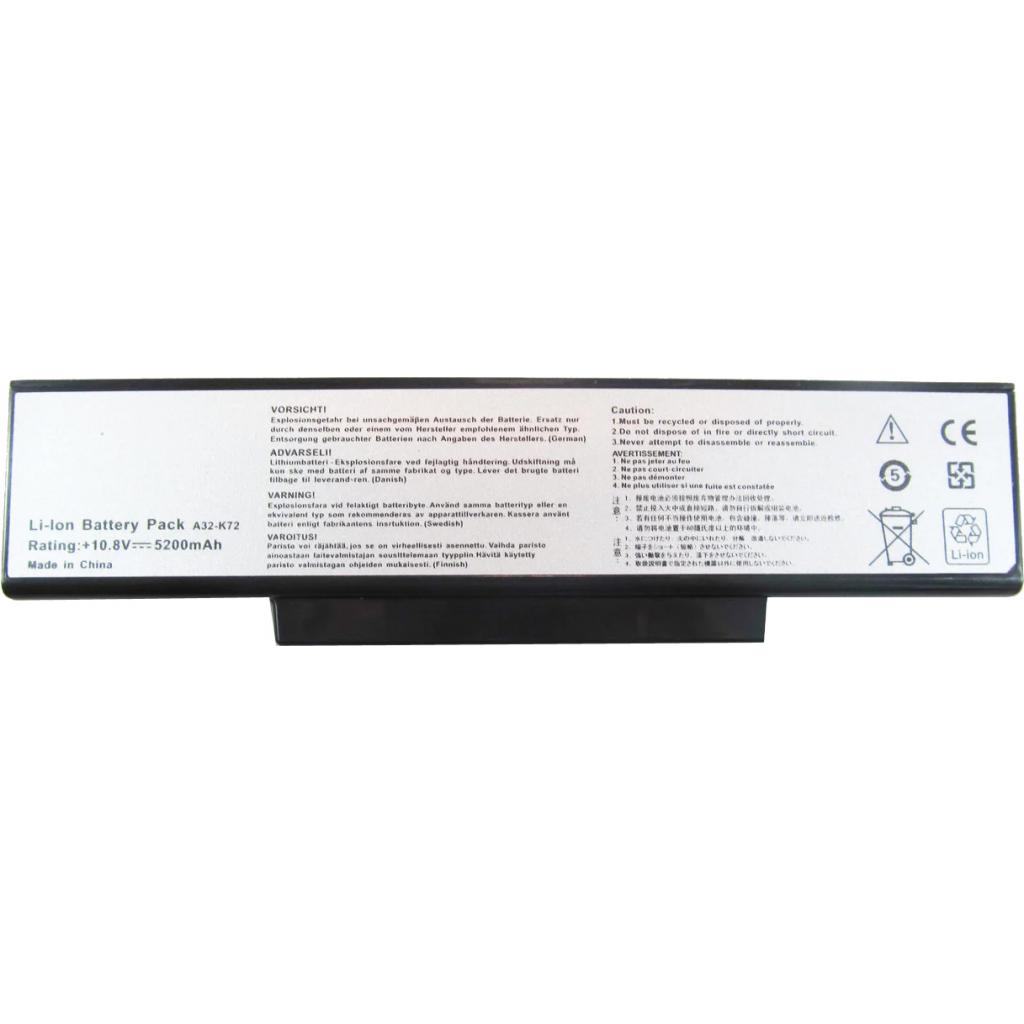 Акумулятор до ноутбука AlSoft Asus A32-K72 5200mAh 6cell 11.1V Li-ion (A41440) - зображення 1
