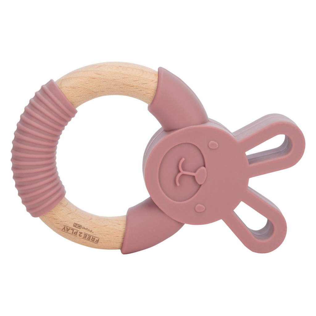 Прорізувач FreeON силіконовий зайчик, рожевий (49485) - зображення 3