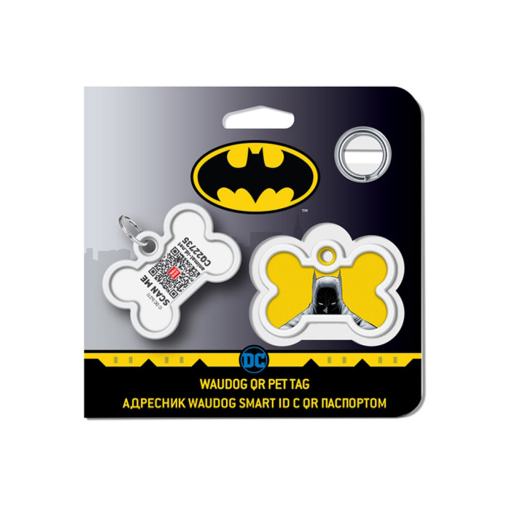 Адресник для тварин WAUDOG Smart ID з QR паспортом "Бетмен жовтий", кістка 40х28 мм (0640-1003) - зображення 5
