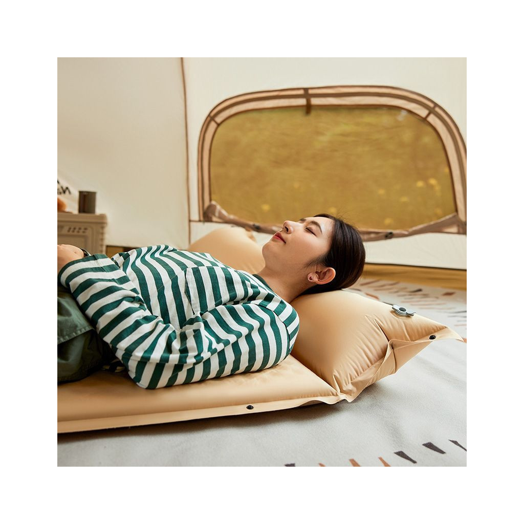 Туристичний килимок Naturehike CNK2300DZ014 Самонадувний одномісний з подушкою 60 мм бежевий (6976023926969) - зображення 4