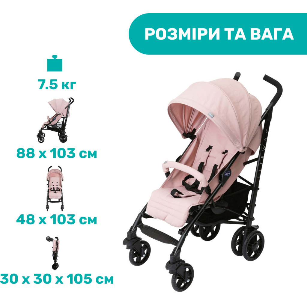 Коляска Chicco Liteway 4 Рожева (79892.20) - зображення 2