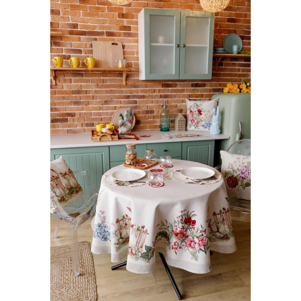 Скатертина Прованс гобеленова Гуси D-136 см (034129) - зображення 2