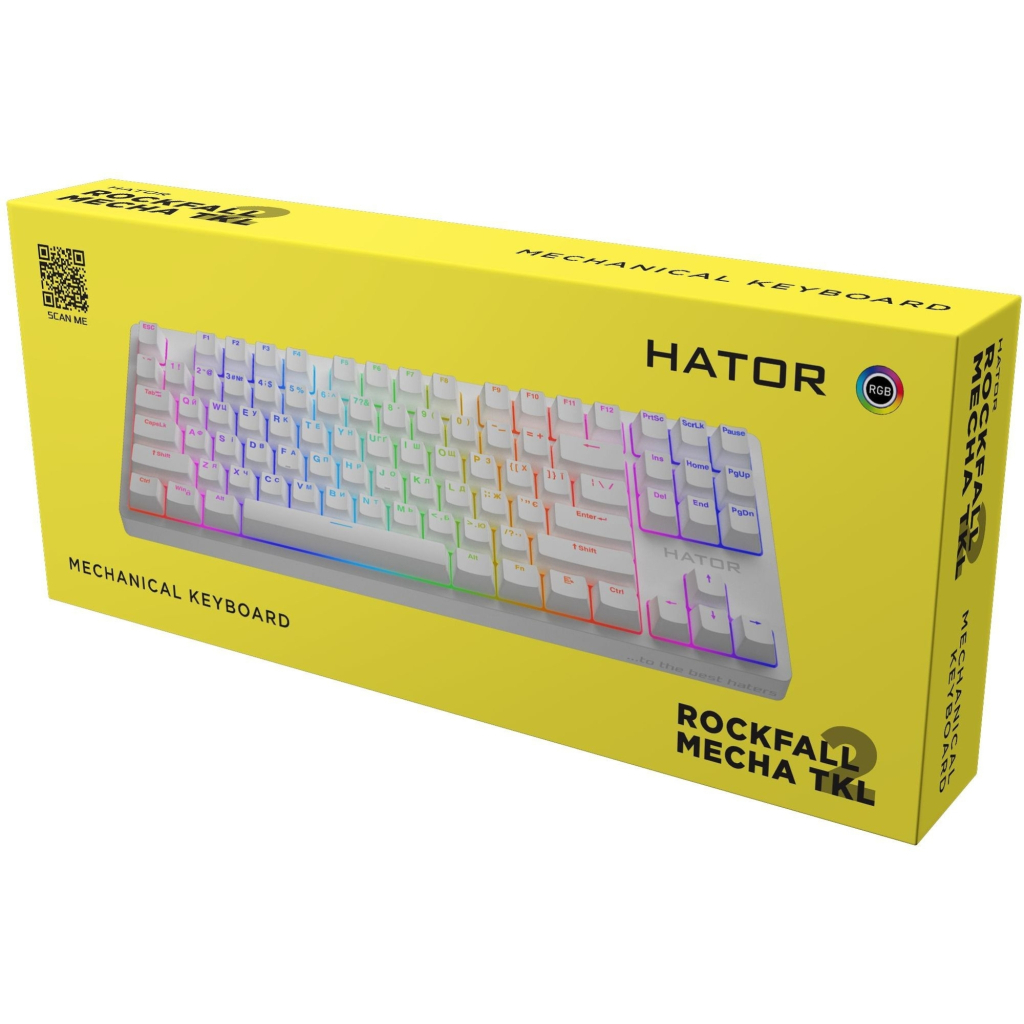 Клавіатура Hator Rockfall 2 Mecha TKL Orange USB White (HTK-521) - зображення 6