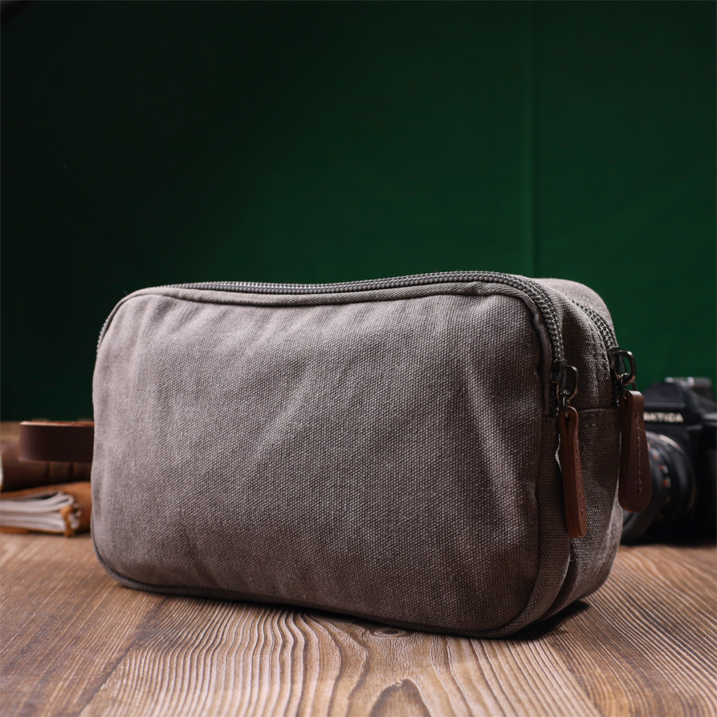 Сумка Vintage На два відділення з текстилю Сіра (22230) - зображення 9