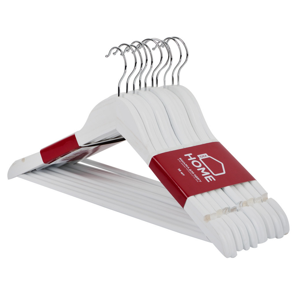 Плічка Idea Home 44.5 х 23 х 1.2 см Дерев'яні Білі 10 шт. (6707238) - зображення 1