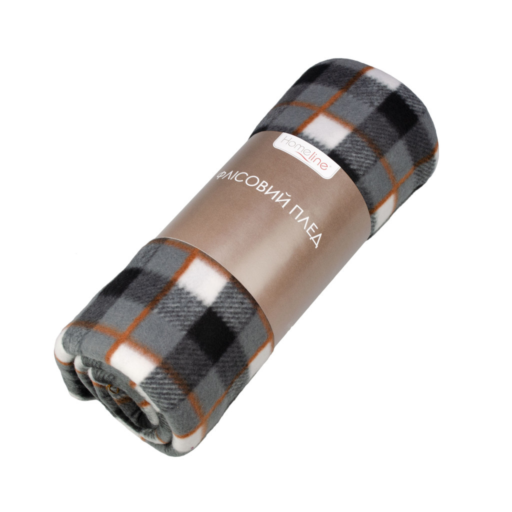 Плед Home Line флісовий Полар клітина сіро-чорний, 130х160см (164474) - зображення 1