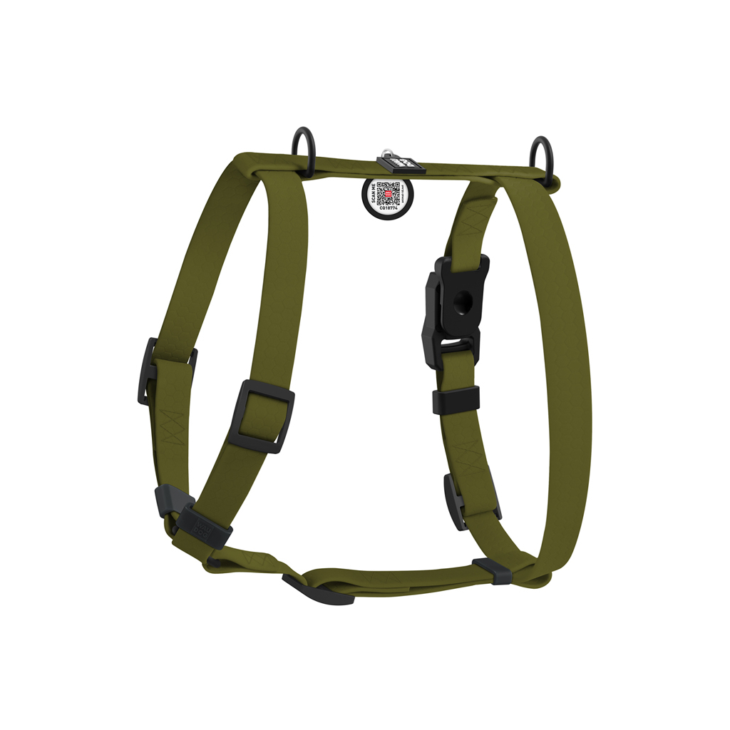 Шлея для собак WAUDOG Magnet анатомічна Н-подібна з QR-паспортом, магнітна пряжка-фастекс S хакі (262231) - зображення 1