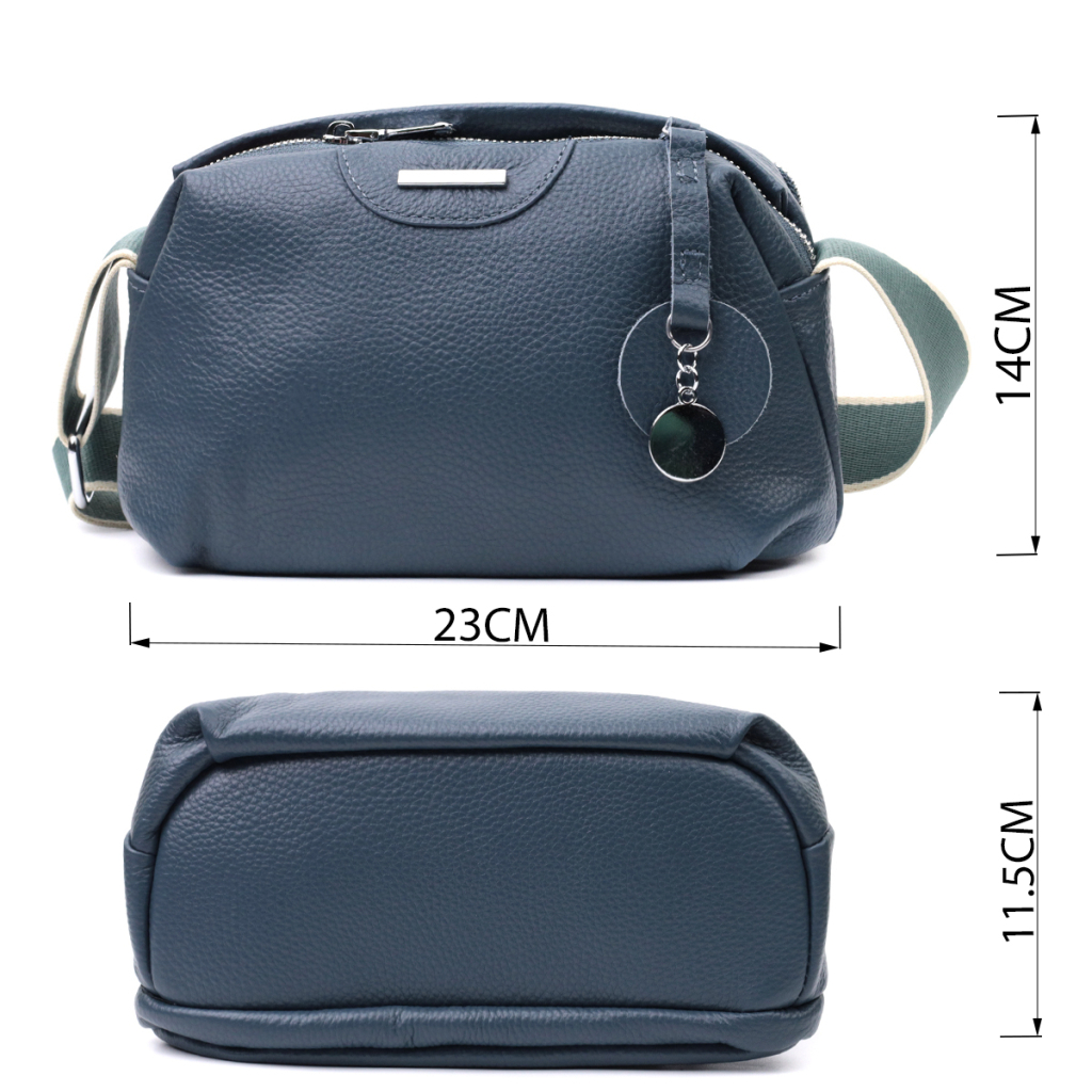 Сумка Vintage З двома відділеннями з натуральної шкіри Синя (22595) - зображення 3