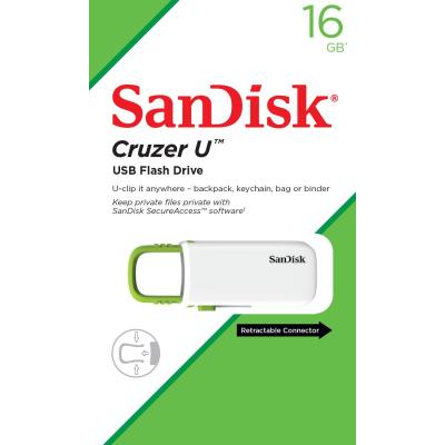USB флеш накопичувач SanDisk 16GB Cruzer U White/Green USB 2.0 (SDCZ59-016G-B35WG) - зображення 4