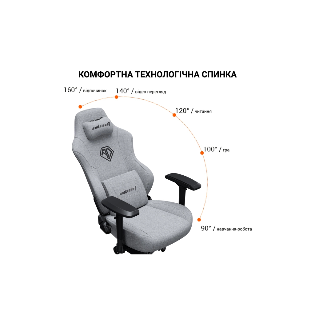 Крісло ігрове Anda Seat Phantom 3 Pro Fabric Size L Dark Gray (AD18YC-06-GB-F) - зображення 11