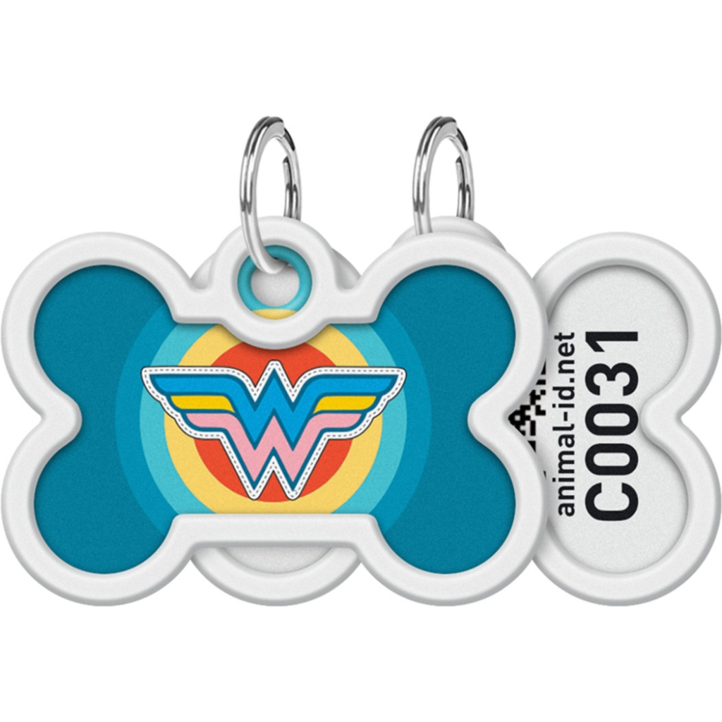 Адресник для тварин WAUDOG Smart ID з QR паспортом "Чудо жінка 1", кістка 40х28 мм (0640-1012) - зображення 1