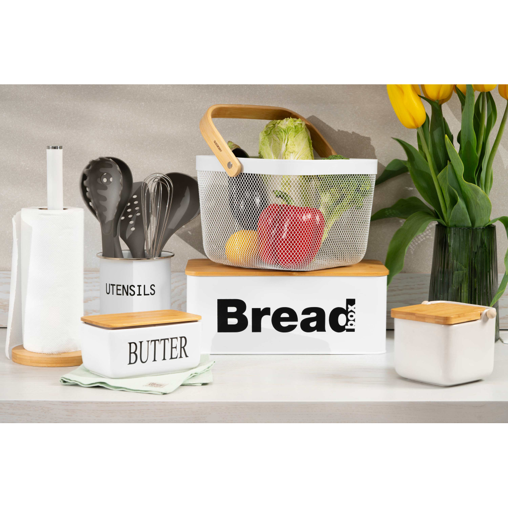 Хлібниця Ardesto Midori 33х18х13см, метал, бамбук, білий (AR0912WB) - зображення 2