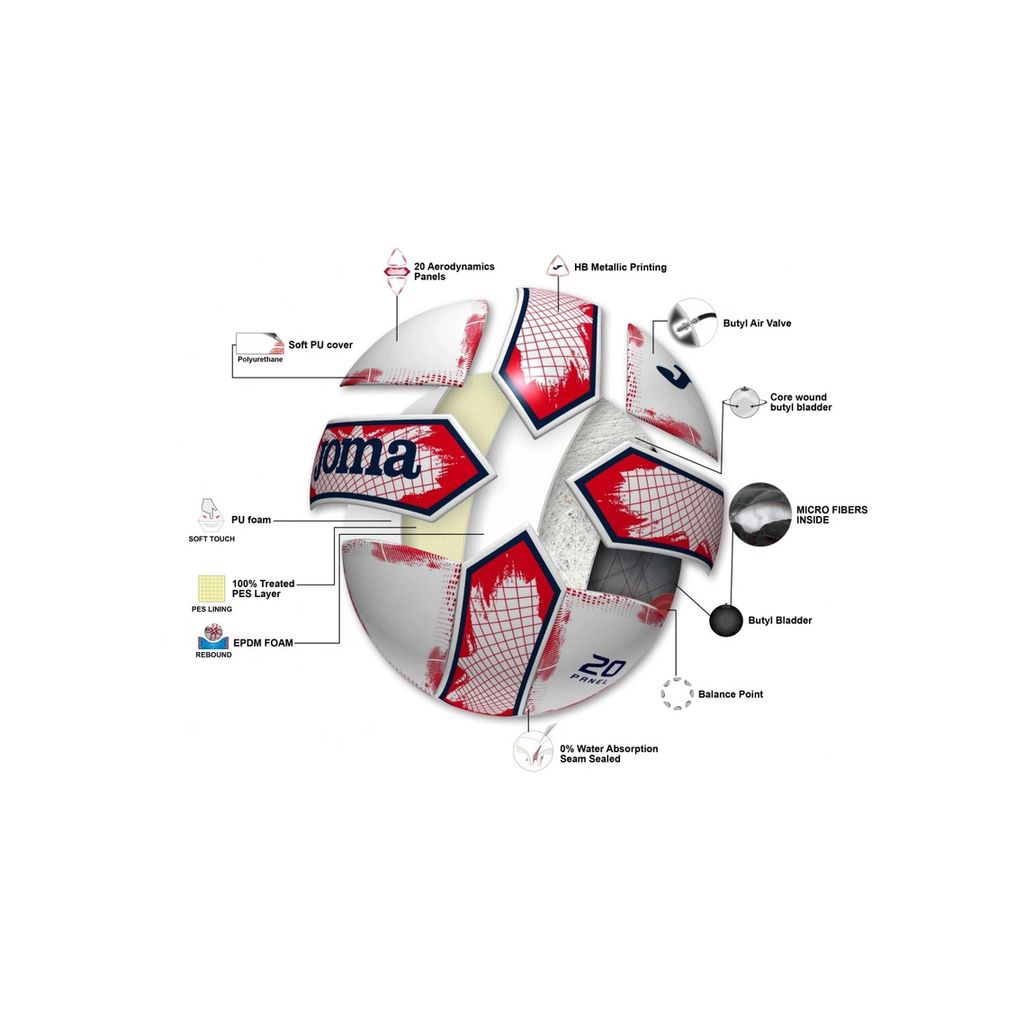 М'яч футзальний Joma Surtido Уні 4 (400856.206) Біло-червоний (8445456472834) - зображення 5