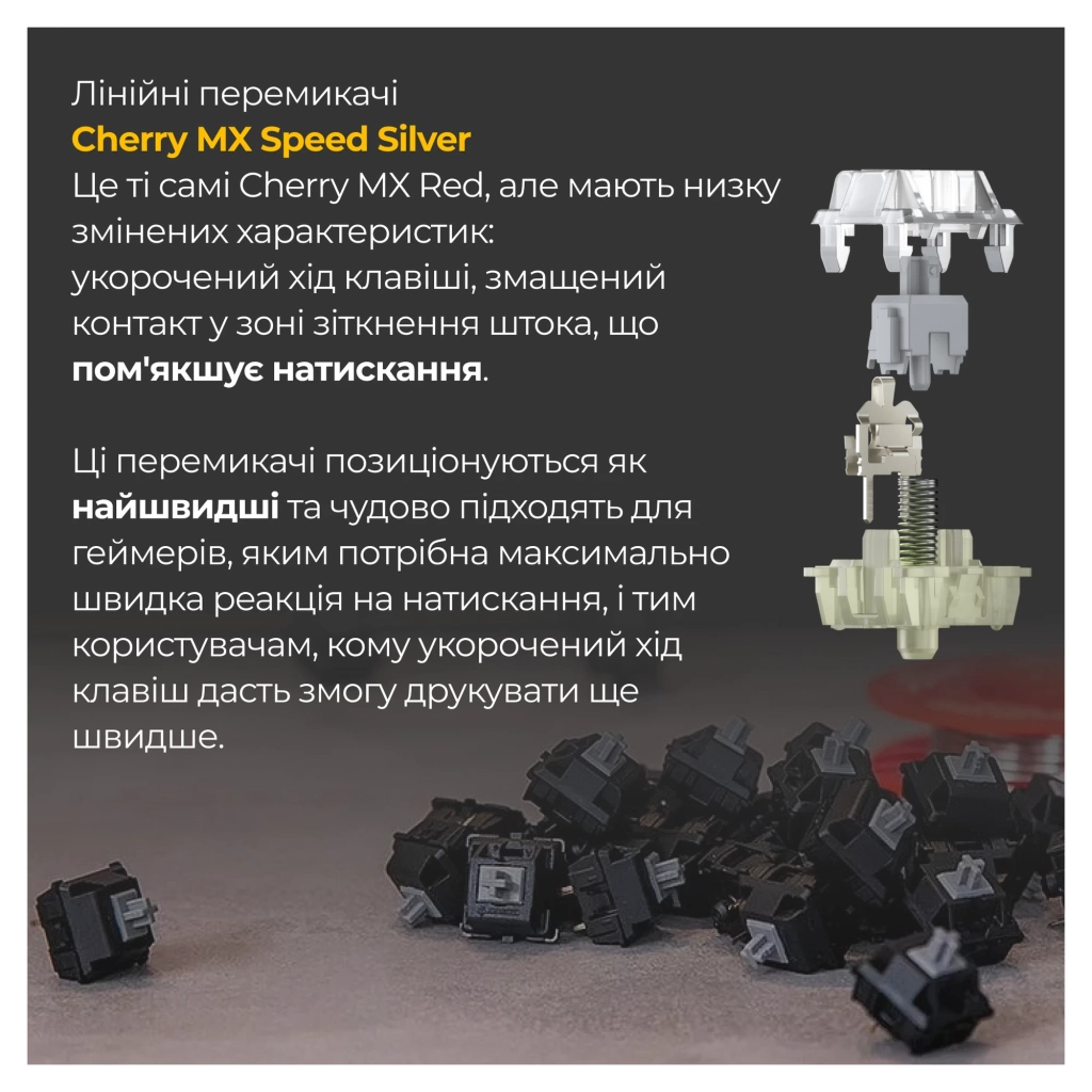 Клавіатура Ducky One 3 TKL Cherry MX Speed Silver RGB UA USB Black (DKON2187ST-PUAPXCLAWSC1) - зображення 5