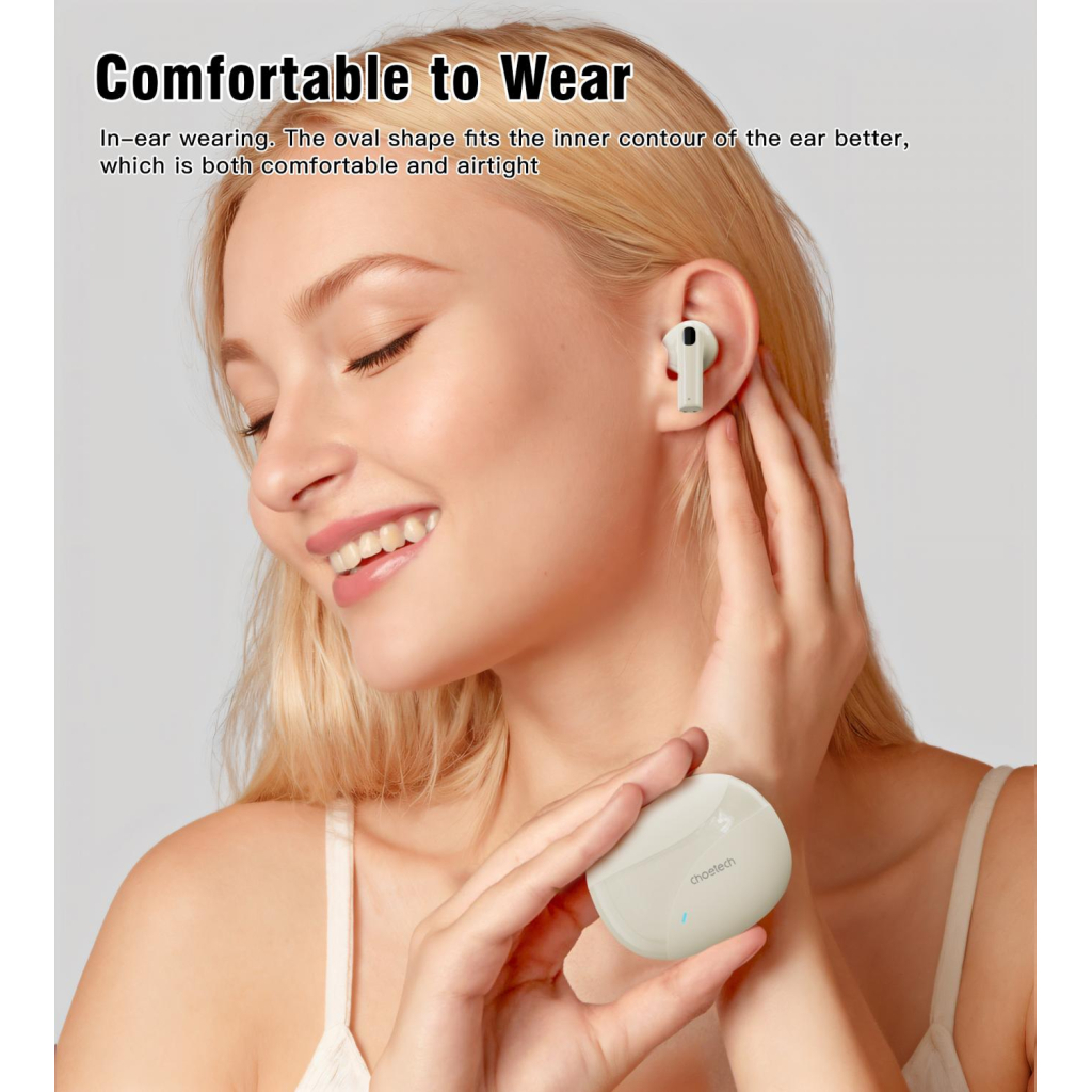 Навушники Choetech TWS Oval Beige (BH-T24-SK) - зображення 5