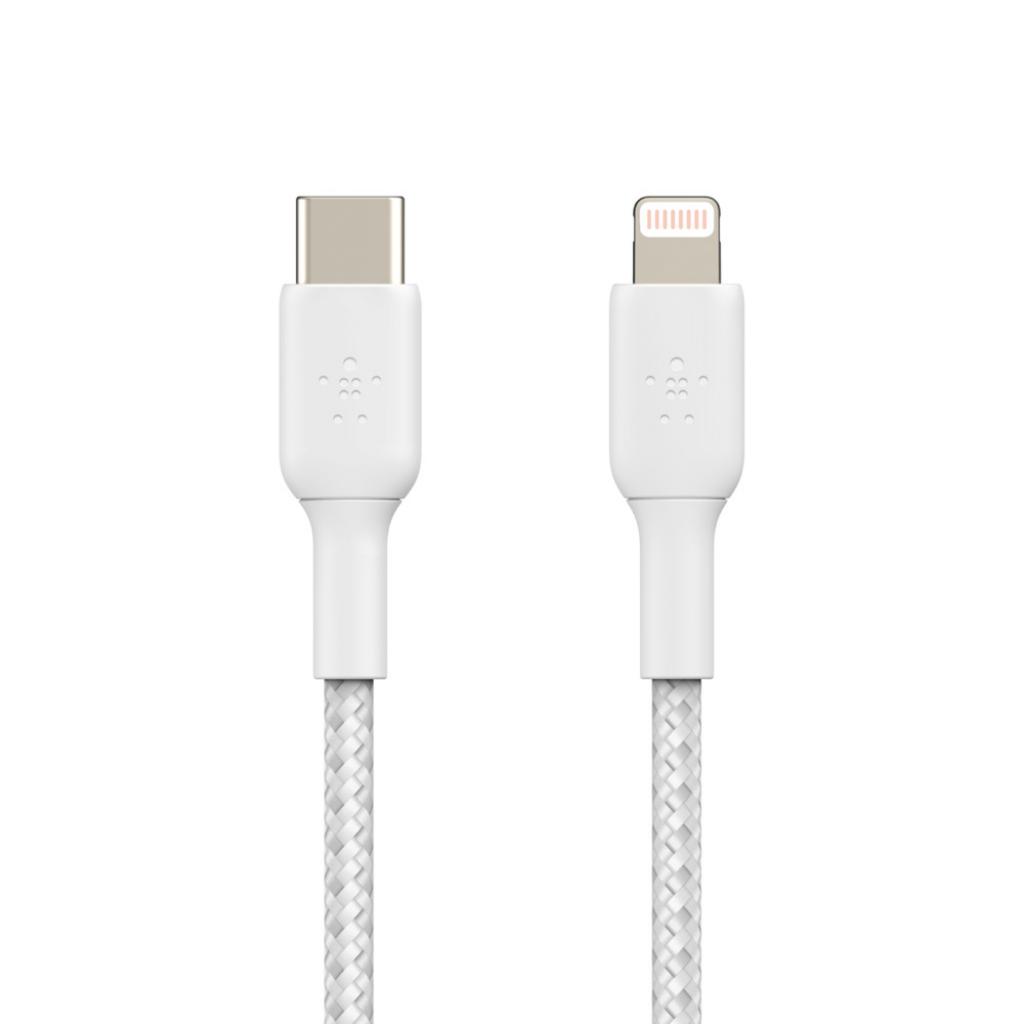 Дата кабель USB 2.0 AM to Lightning 1.0m BRAIDED white Belkin (CAA004BT1MWH) - зображення 2