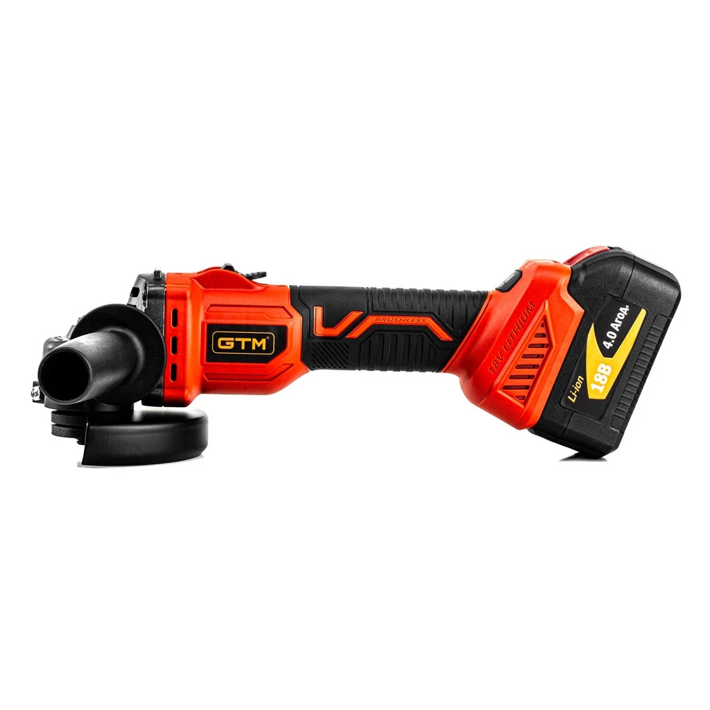 Шліфувальна машина GTM AGC18/125BL, 125мм, 18В, 3000-8500об/хв, 2x4Ah (AGC18/125BL) - зображення 3