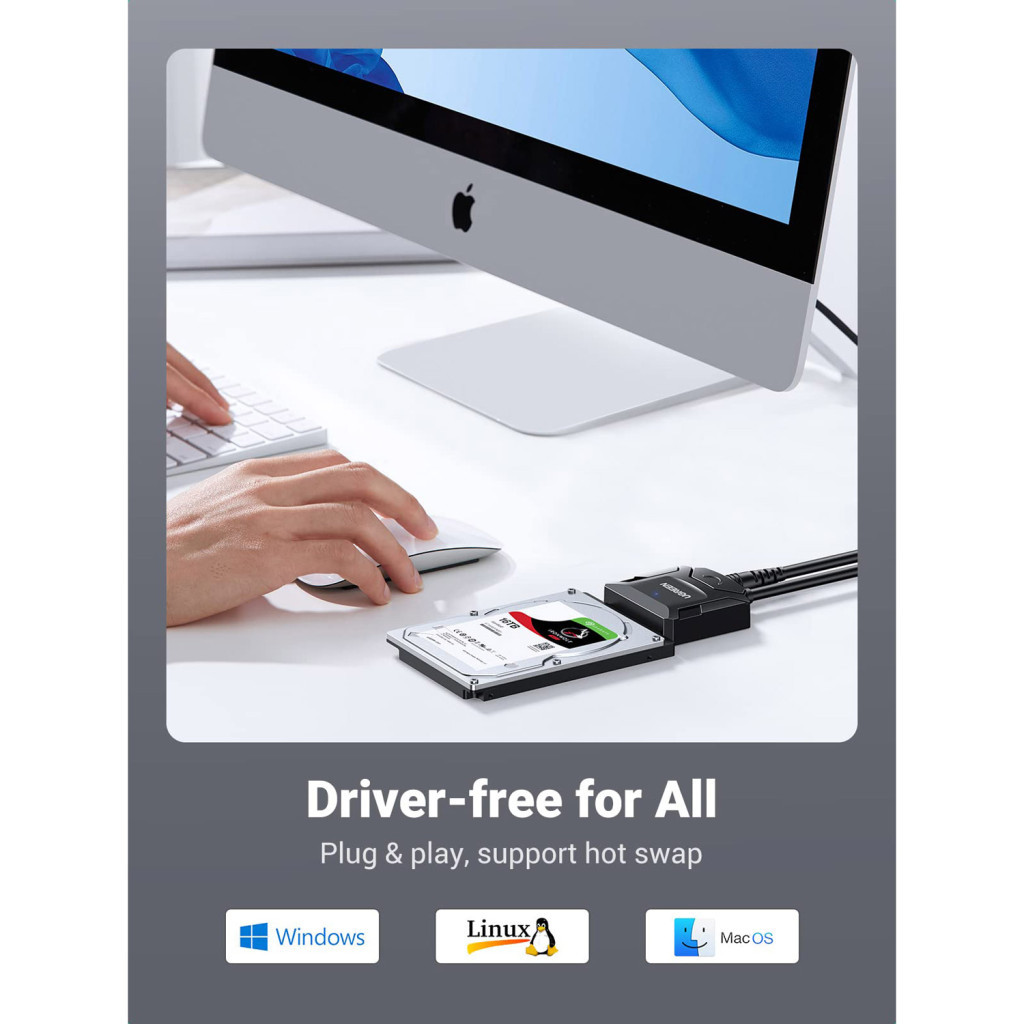 Перехідник USB 3.0 Type-А to SATA III (F) CR108 Ugreen (20611) - зображення 5