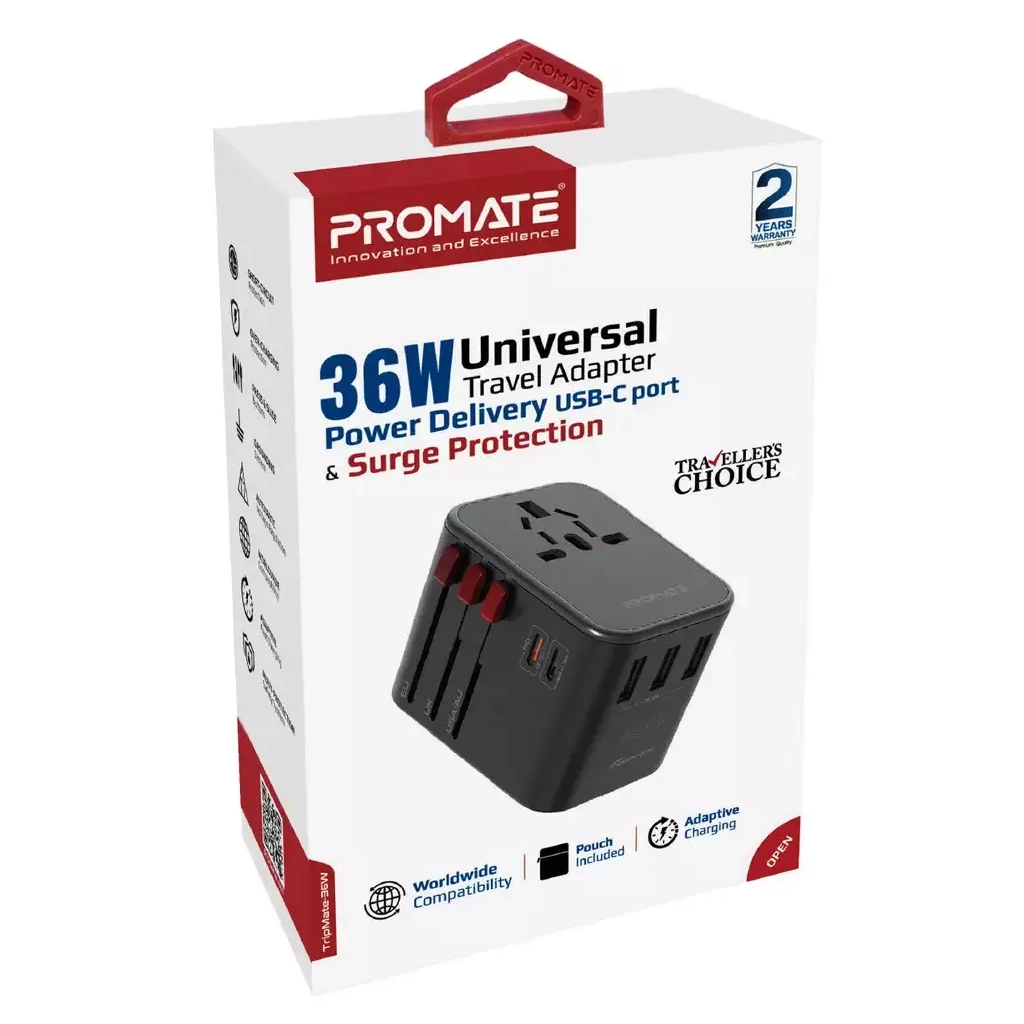 Зарядний пристрій Promate tripmate-36w.black - зображення 2