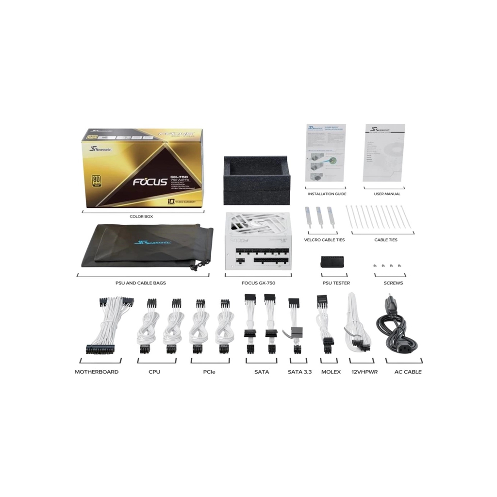 Блок живлення Seasonic 750W (FOCUS-GX-750-V4-WHITE) - зображення 9
