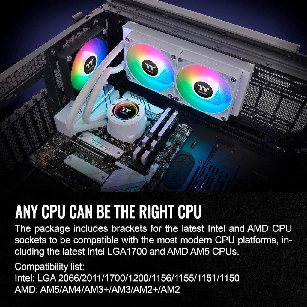 Система рідинного охолодження ThermalTake TH240 V2 ARGB Sync Snow Edition (CL-W364-PL12SW-A) - изображение 12