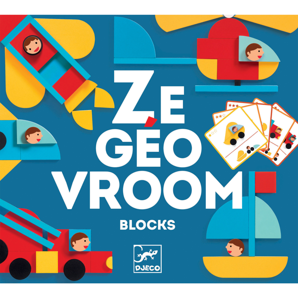 Настільна гра Djeco Набір дерев'яних геометричних фігур Ze Geo Vroom (DJ06436) - зображення 1