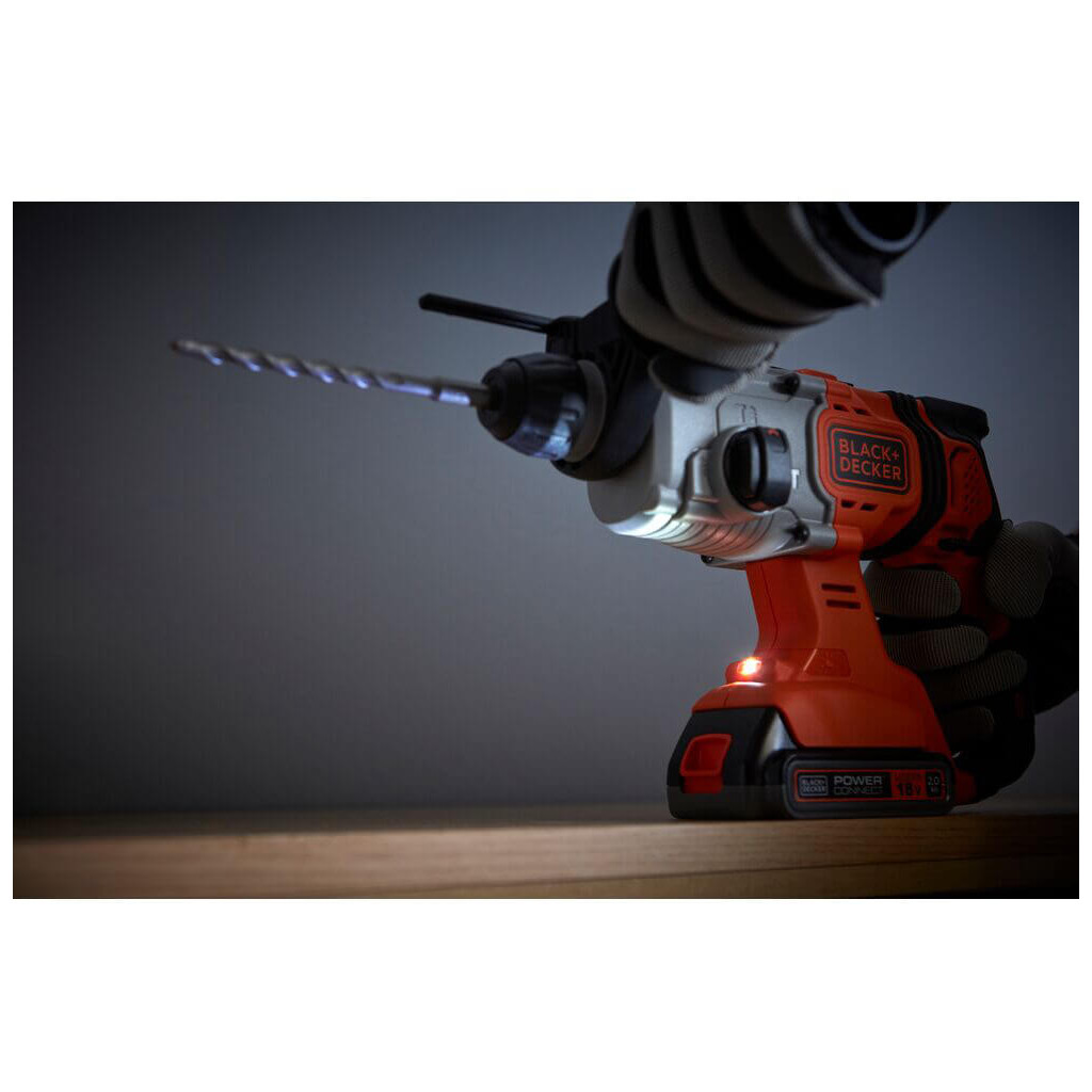Перфоратор Black&Decker SDS-Plus,18 В, 1.2 Дж, 3 режими, 2.6 кг (без АКБ та ЗУ) (BCD900B) - зображення 8