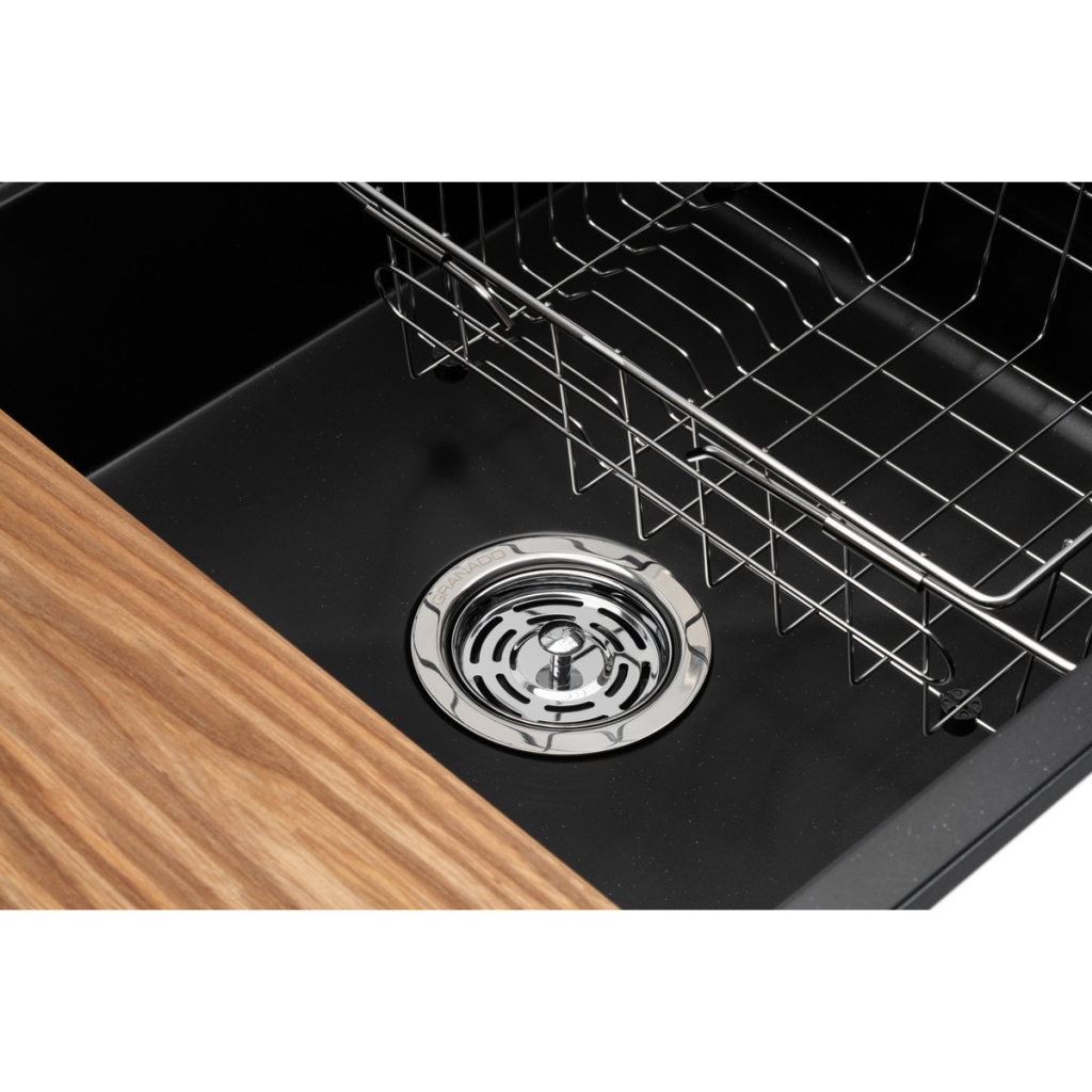 Мийка кухонна GRANADO Royal Artes black shine (+ подрібнювач Algar 1000 + змішувач Ferrol inox + дозатор Redondo inox (ksg1301) - зображення 3