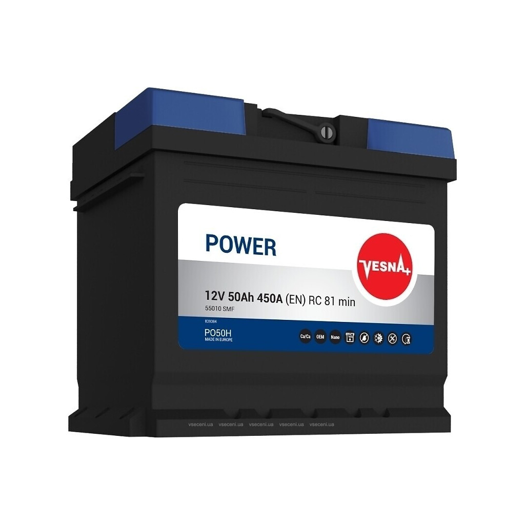 Акумулятор автомобільний Vesna 50Ah/12V Power (415 250) - зображення 1