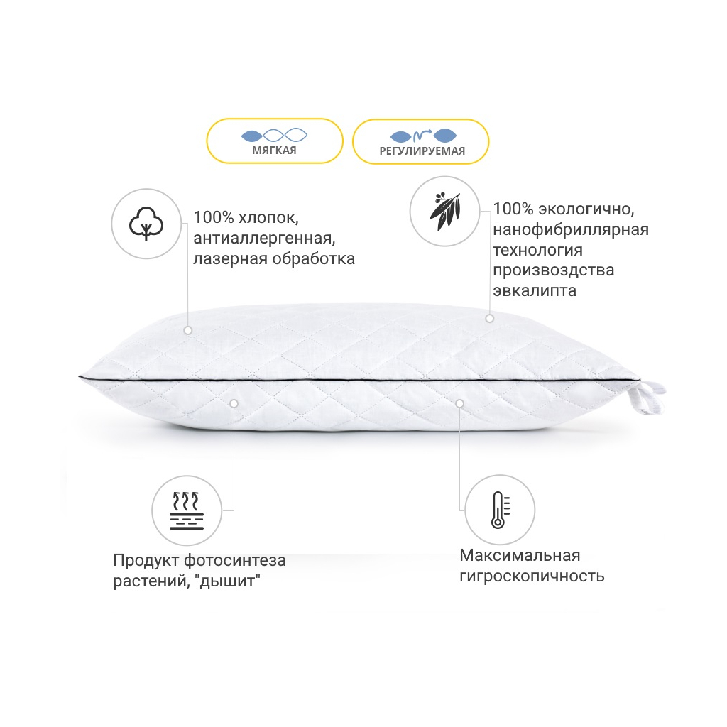Подушка MirSon 1272 Royal Pearl з евкаліптом М'яка 40х40 см (2200003276176) - зображення 3