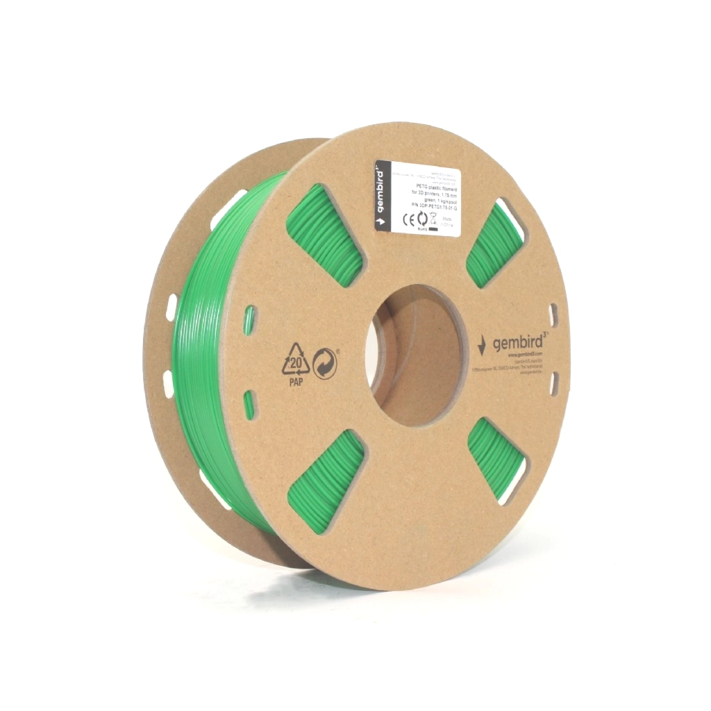 Пластик для 3D-принтера Gembird PETG, 1.75 мм, green, 1 кг (3DP-PETG1.75-01-G) - зображення 1