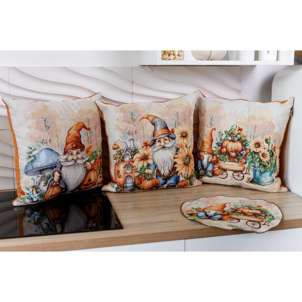 Наволочка Прованс гобеленова декоративна арбузові гноми з грибом 45х45 (036212) - зображення 4