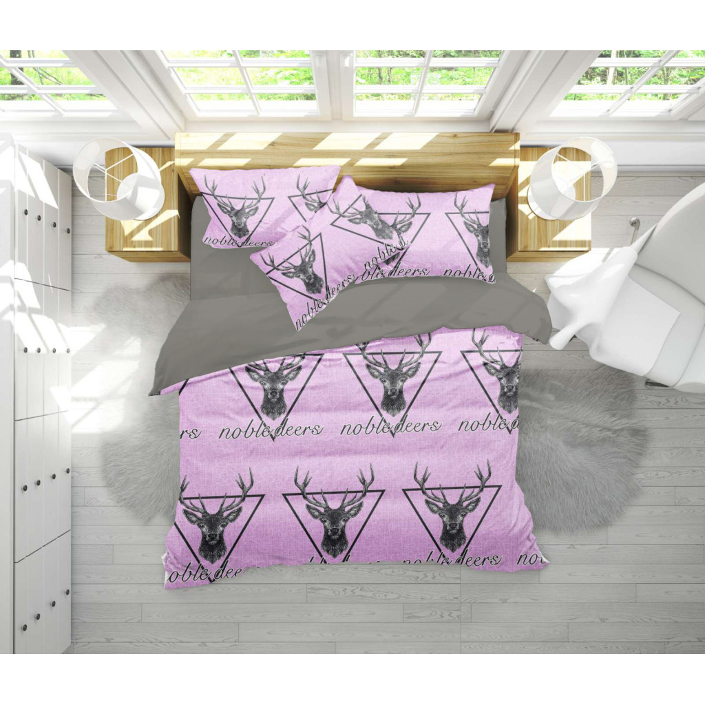 Постільна білизна MirSon Бязь 17-0516 Noble deers pink Євро (2200003644388) - зображення 1