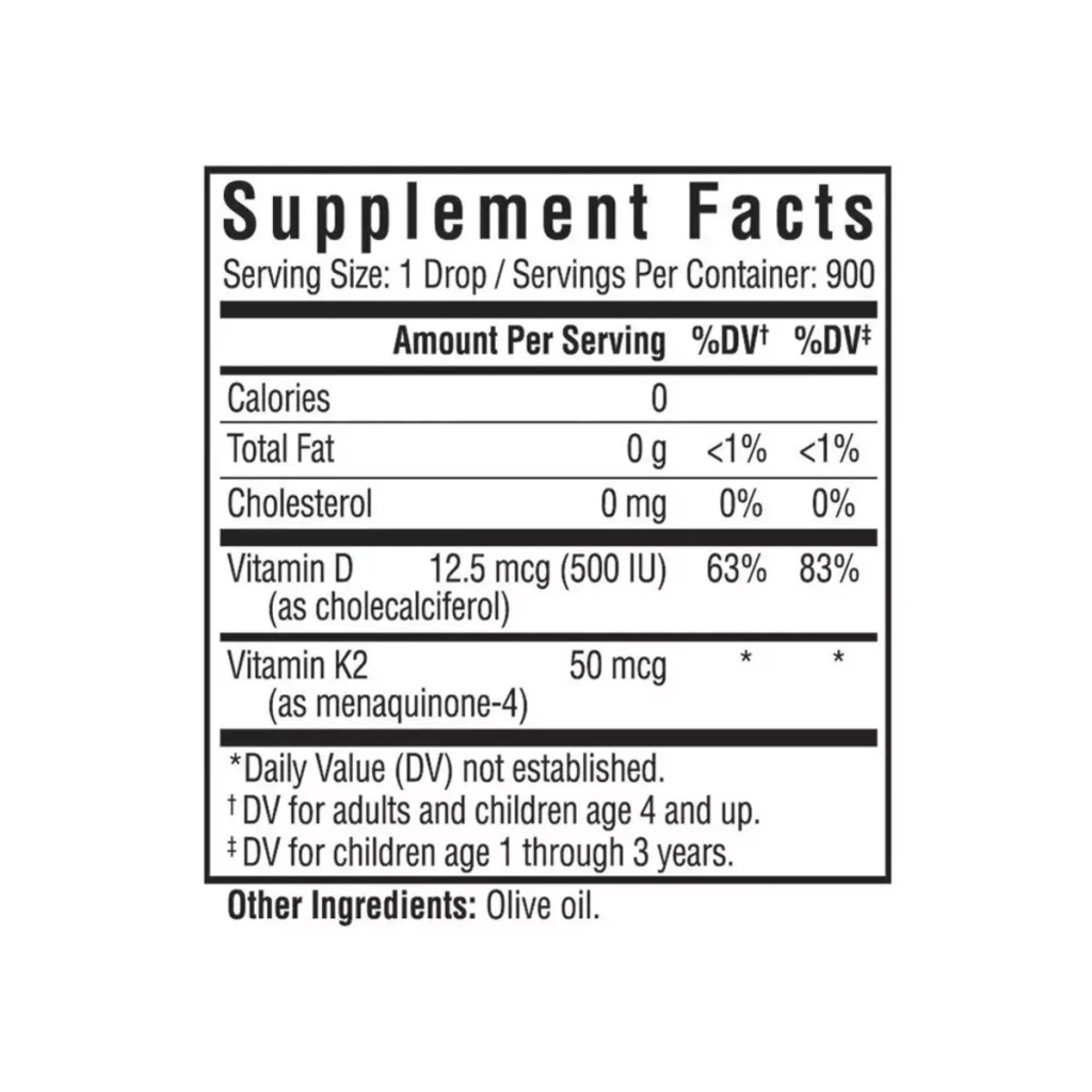 Вітамін Seeking Health Вітамін D3+K2 у краплях, Vitamin D3+K2 Drops, 30 мл (SKH-52135) - зображення 3