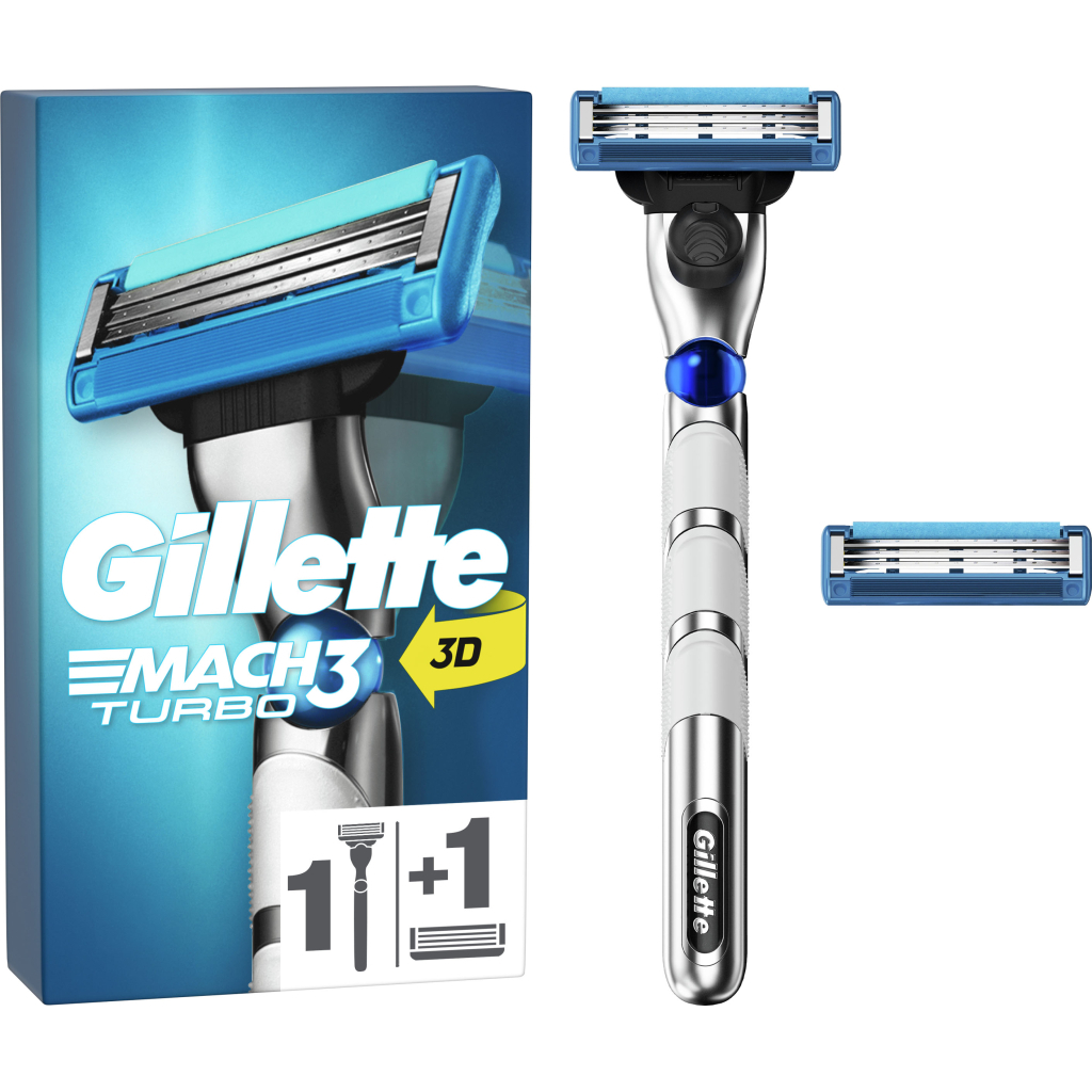 Бритва Gillette Mach3 Turbo з 2 змінними картриджами (7702018514229) - зображення 1