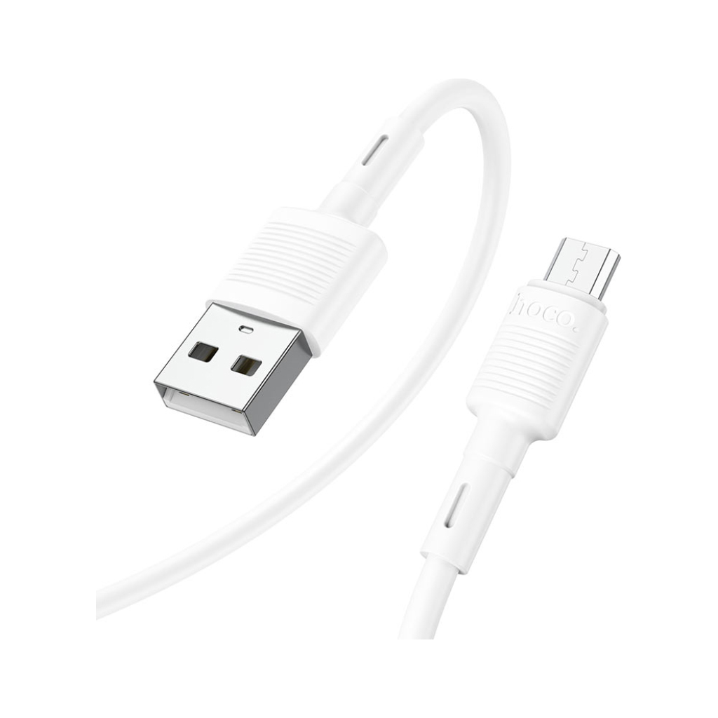 Дата кабель USB 2.0 AM to Micro 5P 1.0m 2.4A PVC X83 white HOCO (6931474770899) - зображення 1