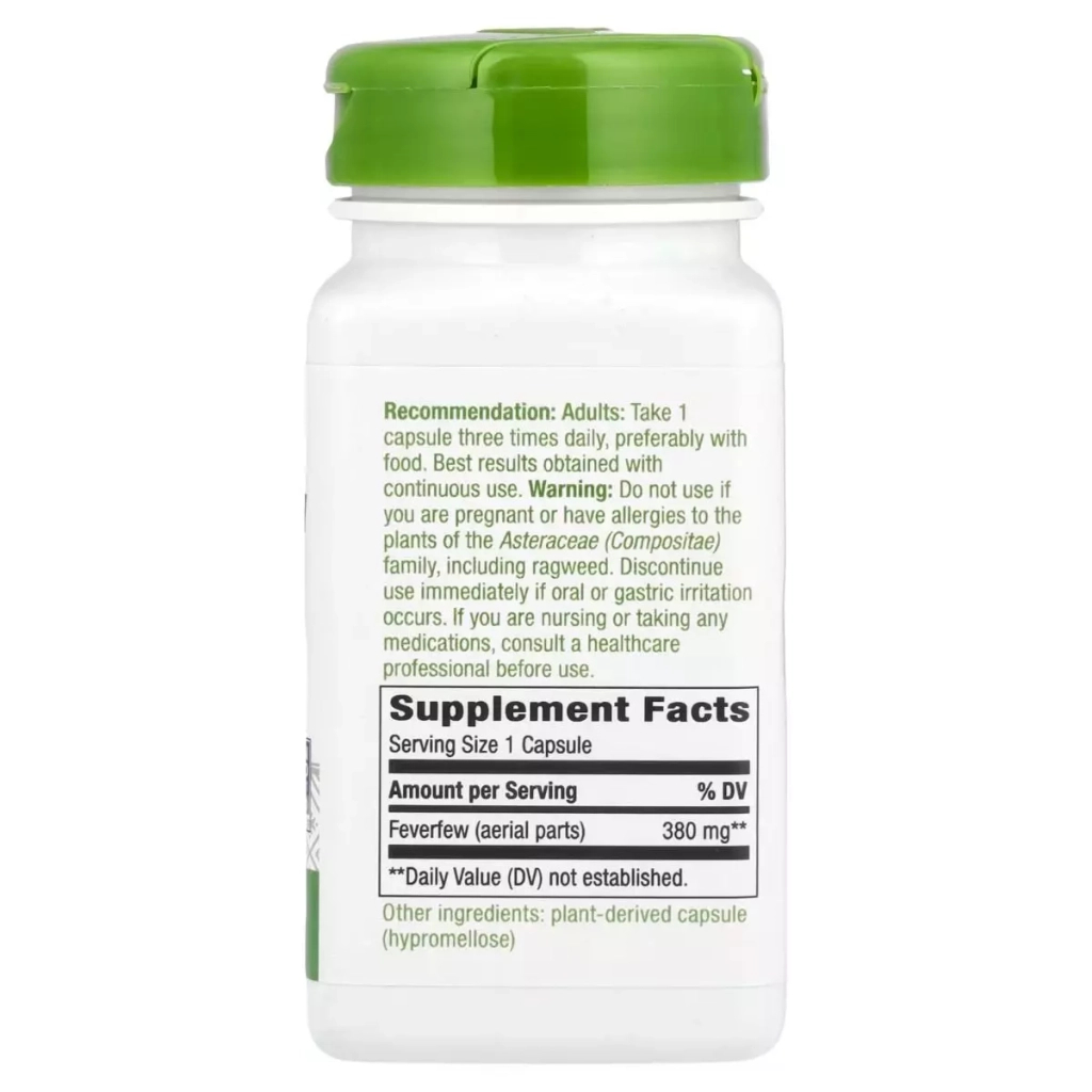 Вітамінно-мінеральний комплекс Nature's Way Піретрум дівочий (дівоча пижма), 380 мг, Feverfew Herb, 100 веге (NWY-12850) - зображення 2