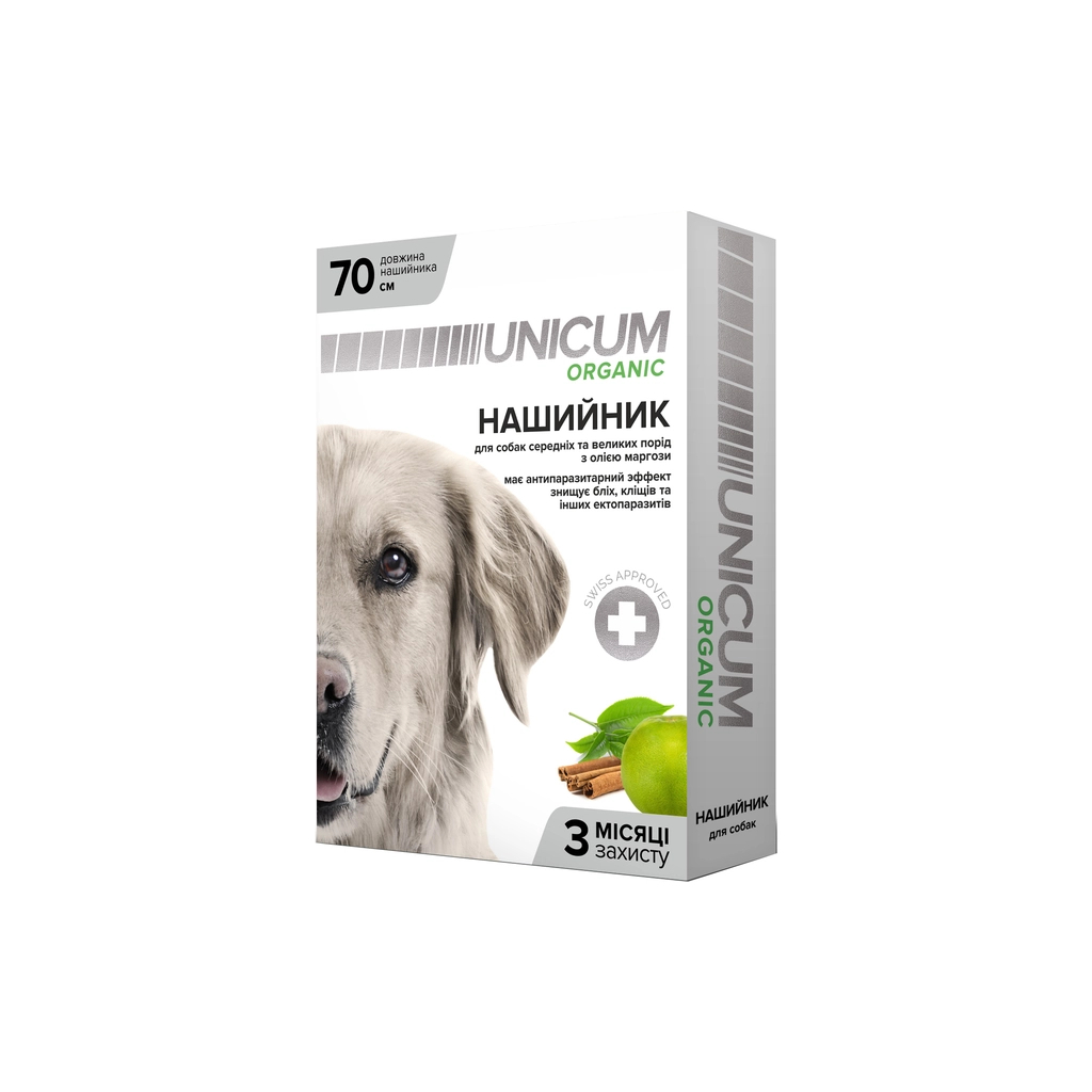 Нашийник для тварин Unicum Organic від бліх та кліщів для собак 70 см (4820150202088) - зображення 1