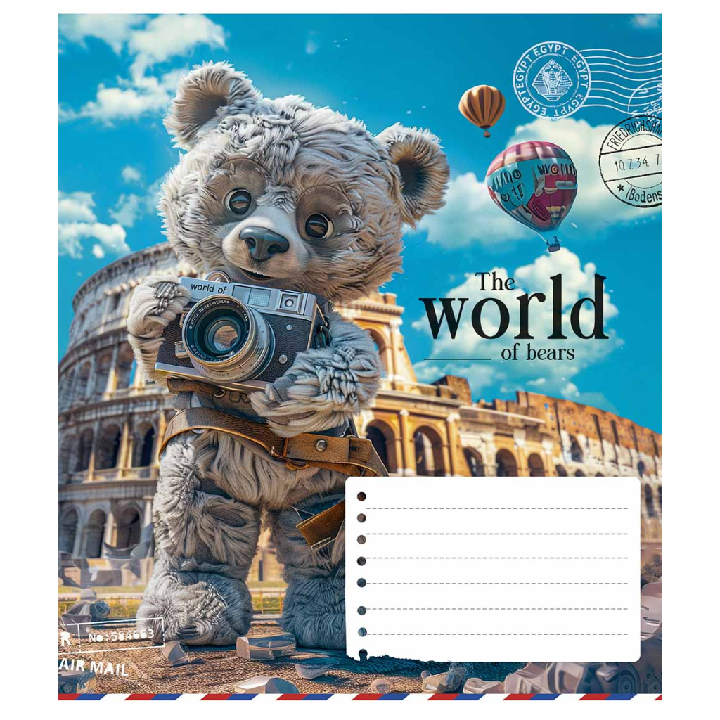 Зошит Школярик The World of Bears 12 аркушів клітинка (012-3443K) - зображення 5