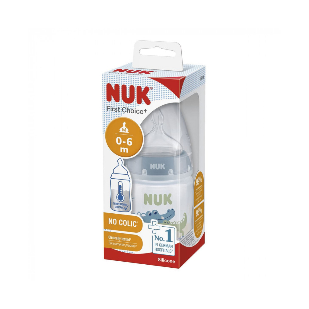 Пляшечка для годування Nuk First Choice Plus Крокодили 150 мл Синя (3952401) - зображення 2