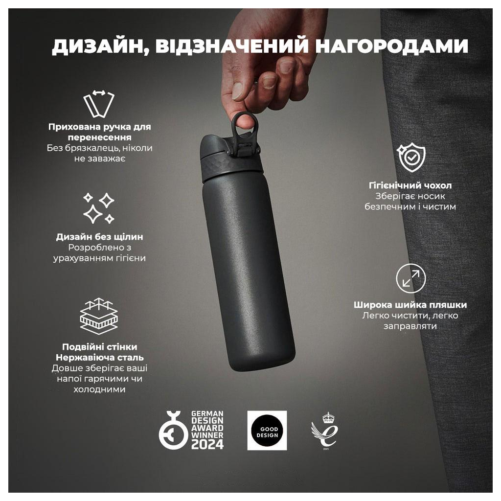 Пляшка для води ION8 OneTouch Vacuum Insulated 500 мл Grey (I8TS500GRY) - зображення 4