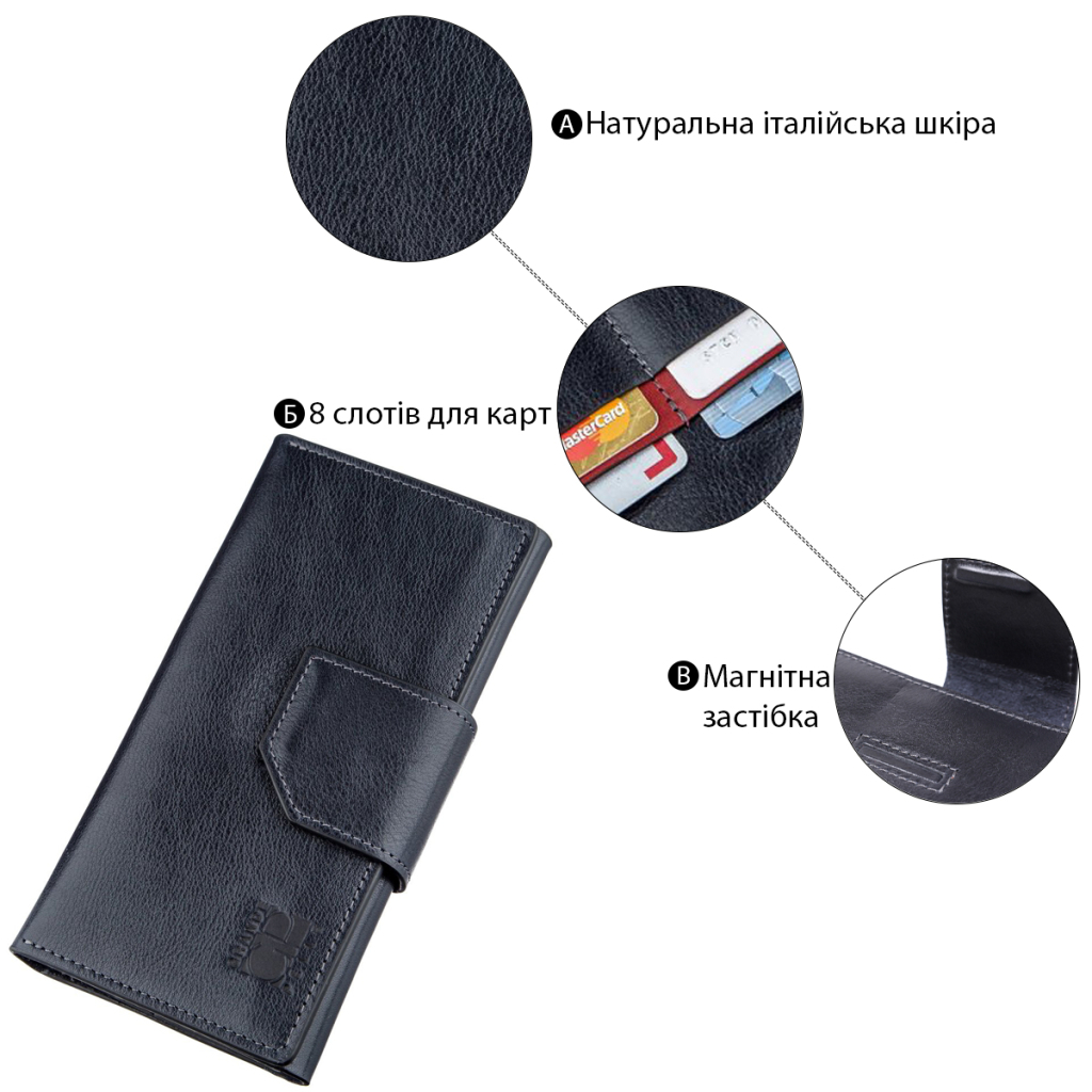 Гаманець Grande Pelle Унісекс з магнітом Синій (11221) - зображення 4