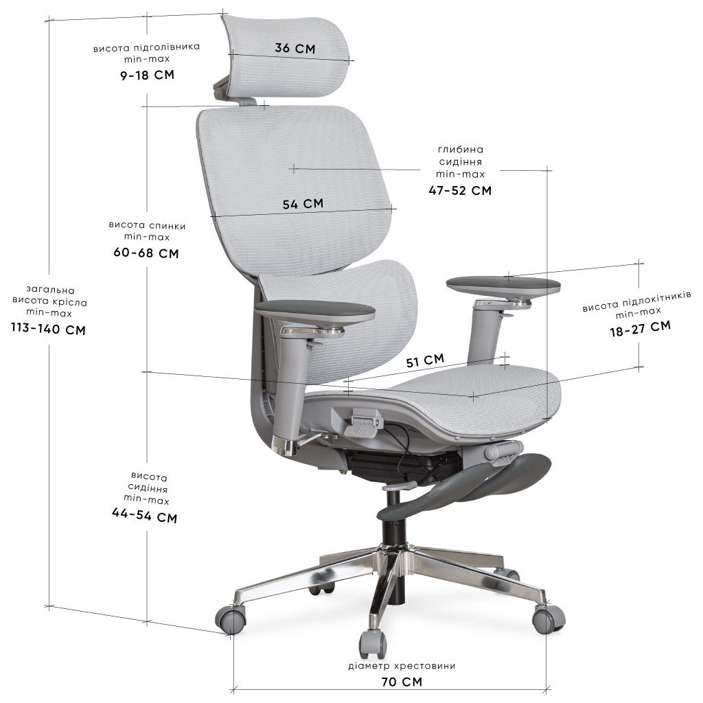 Офісне крісло Mealux D2 Air Plus Grey (HF-D2 Plus M/G) - зображення 10