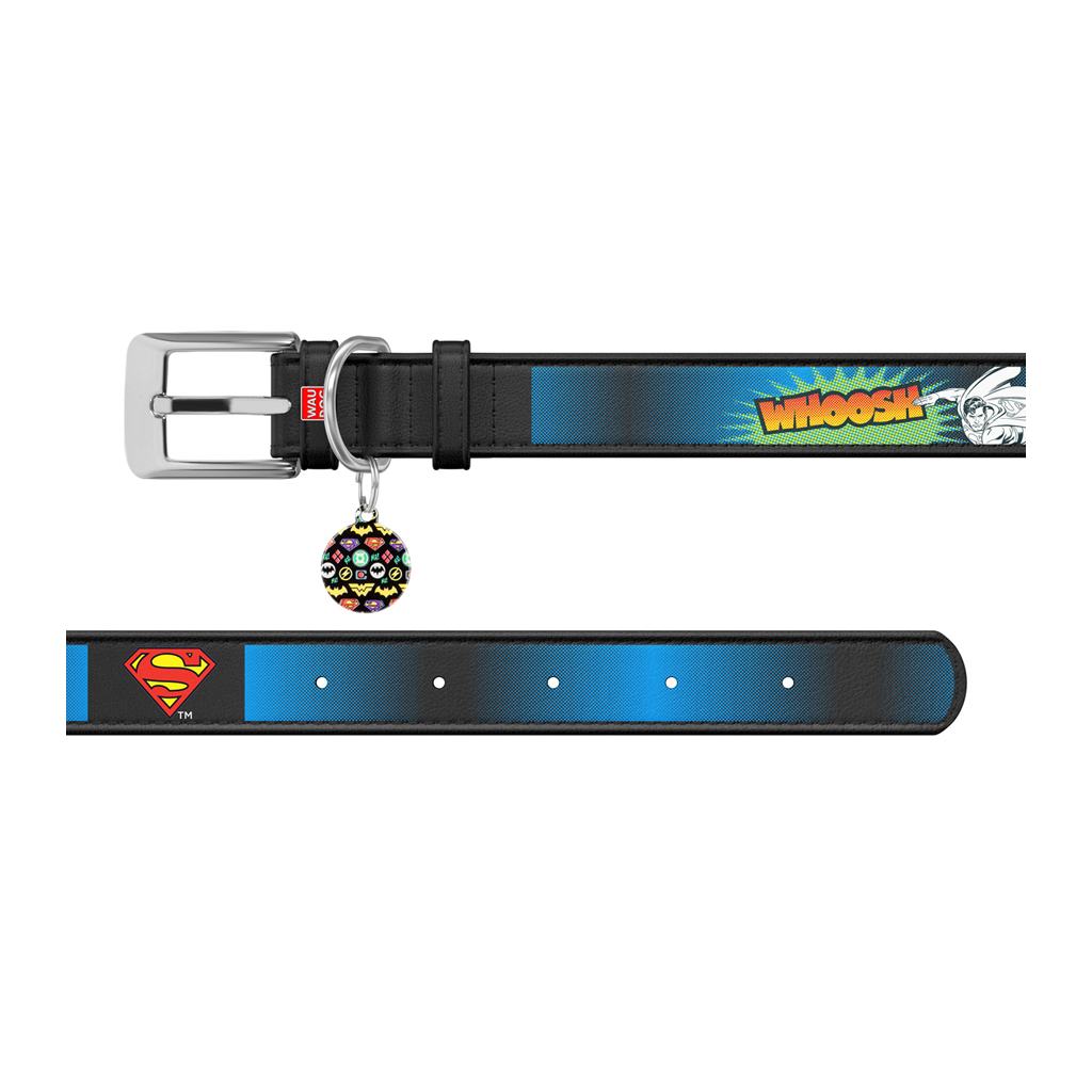 Нашийник для тварин WAUDOG Design з QR паспортом "Супермен 2" M Ш 20 мм Д 29-38 см чорний (0020-1008-01) - зображення 3